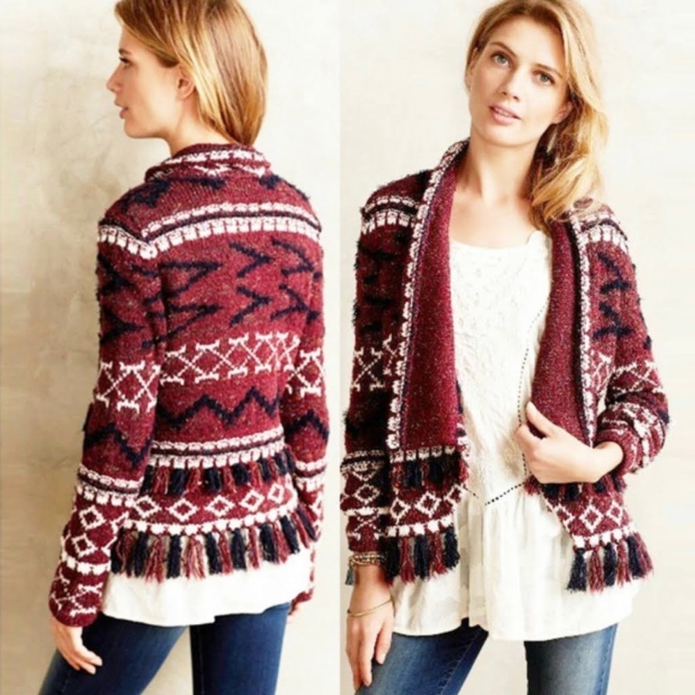 Anthropologie Moth Veras Fringe Cardigan